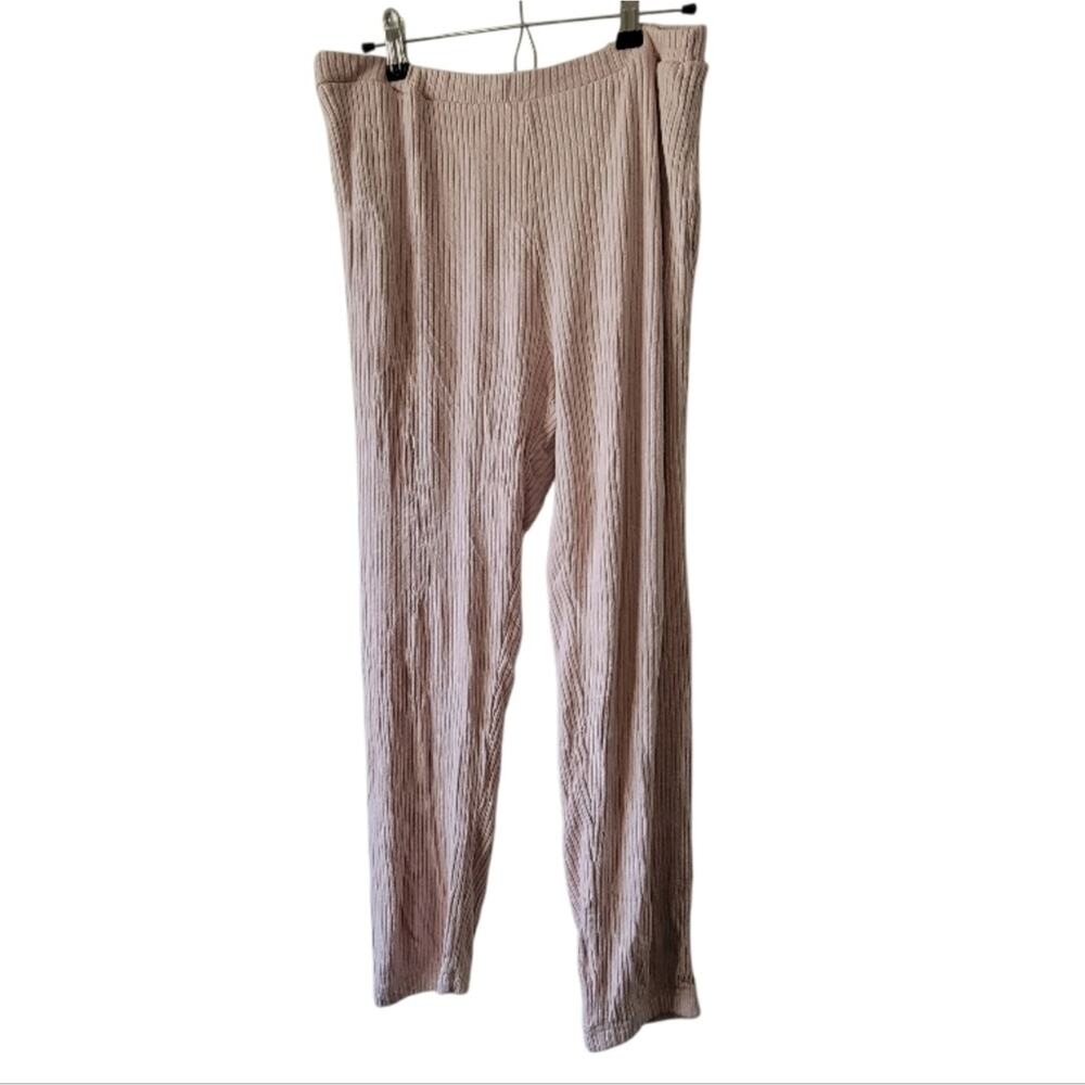 Medium Leset Ribbed Tan Jogger Sweat Pants With Pockets